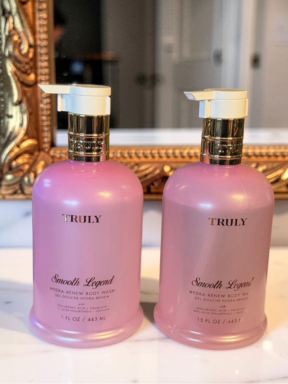 TRULY NWT Qty 2  Smooth Legend Body Wash 15 Fl Oz Each - White & Gold Pump